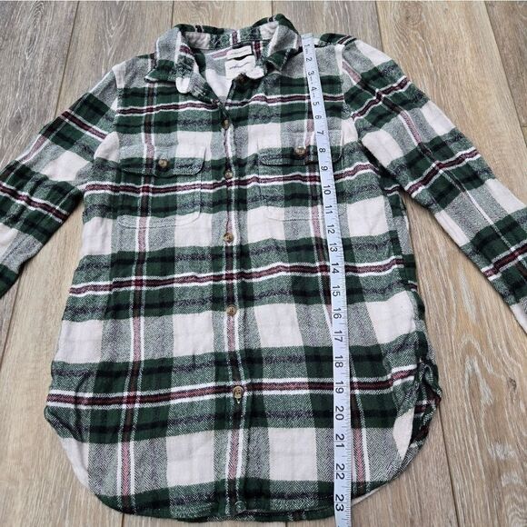 American Eagle Ahh-mazingly Soft plaid button up shirt xmas green white red xs - Picture 5 of 10